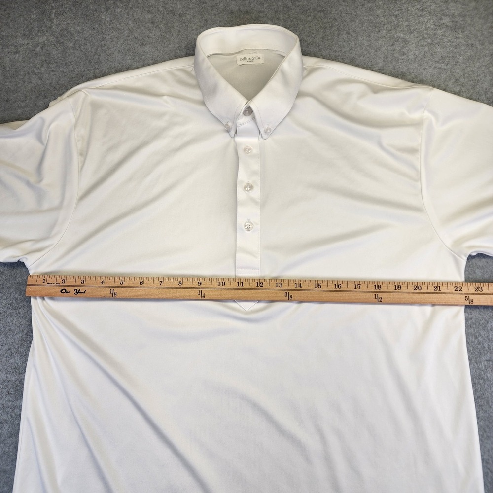 Collars & Co Polo Shirt Men's 2XL XXL Solid White Short Sleeve Performance - Picture 5 of 6